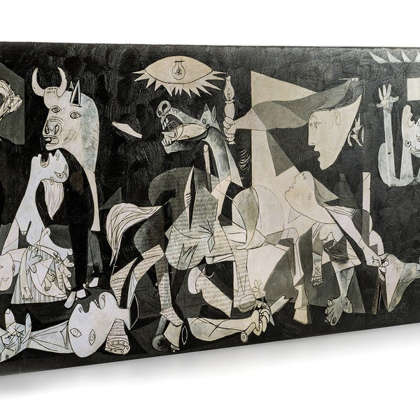 Picasso Guernica Cadre Giclée Impression sur toile de coton – Peinture effet coup de pinceau – Encadré prêt à accrocher