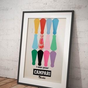 Poster Marangolo Campari Soda è sempre giovane! Riproduzione Vintage Manifesto Bevande Vini Affiche Giclee Stampa Fine Art Casa Ristoranti