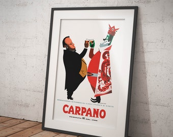 Poster Armando Testa Punt e Mes Carpano e Cavour Riproduzione Vintage Manifesto Bevande e Vini Affiche Giclee Stampa Fine Art Bar Ristoranti