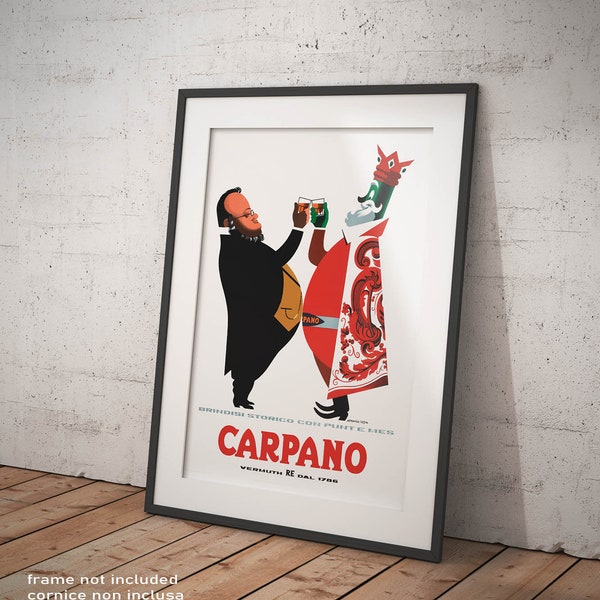 Poster Armando Testa Punt e Mes Carpano e Cavour Riproduzione Vintage Manifesto Bevande e Vini Affiche Giclee Stampa Fine Art Bar Ristoranti