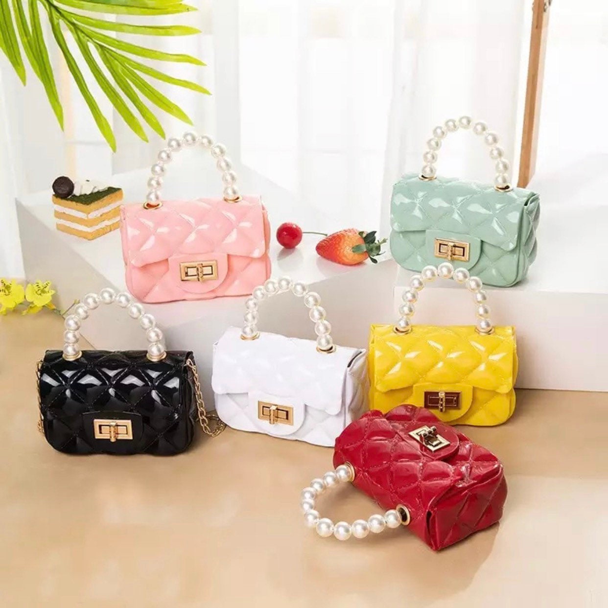 Mini Love Bucket Bag Pearl Children's Women's Cylinder Jelly Bag