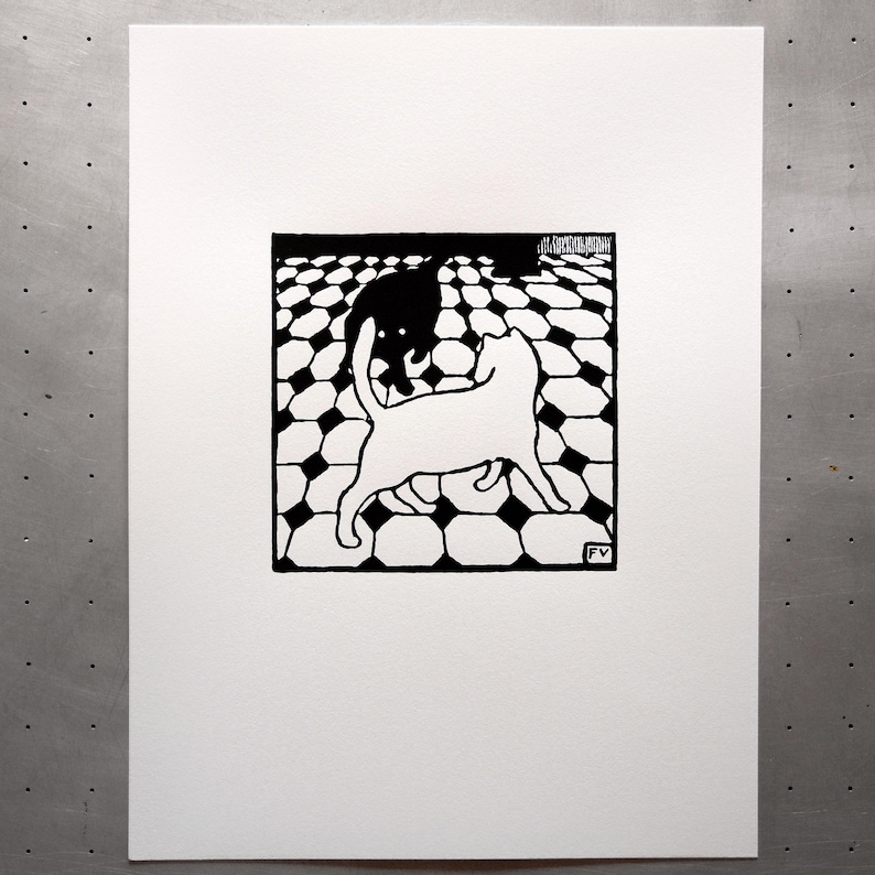 Zwei Katzen - Felix Vallotton - Siebdruck - Handgemachter Druck - Bild - Druck - Siebdruck - Kunst Bild 1