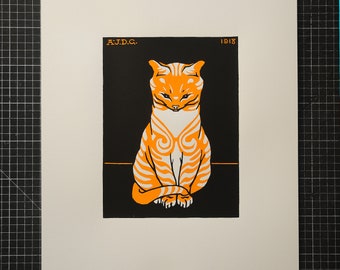 Sitting cat, 1918 - Julie De Graag - Screenprint - Handmade print - Image - Print - Screenprint - Art