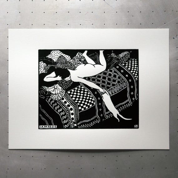 La Paresse - Felix Vallotton - Sérigraphie - Estampe artisanale - Image imprimée à la main - Screenprint - Art