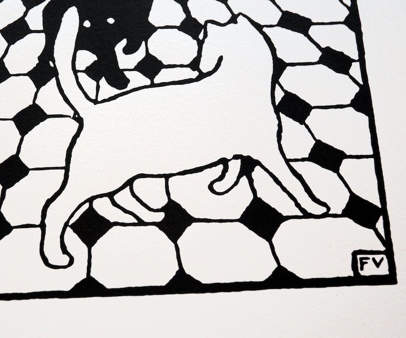 Zwei Katzen - Felix Vallotton - Siebdruck - Handgemachter Druck - Bild - Druck - Siebdruck - Kunst Bild 5