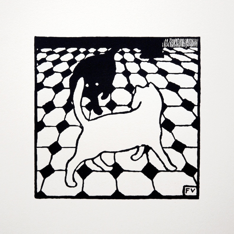 Zwei Katzen - Felix Vallotton - Siebdruck - Handgemachter Druck - Bild - Druck - Siebdruck - Kunst Bild 2