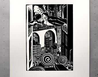 Der Kuss - Frans Masereel - Siebdruck - Handgefertigter Druck - Bild - Druck - Siebdruck - Kunst