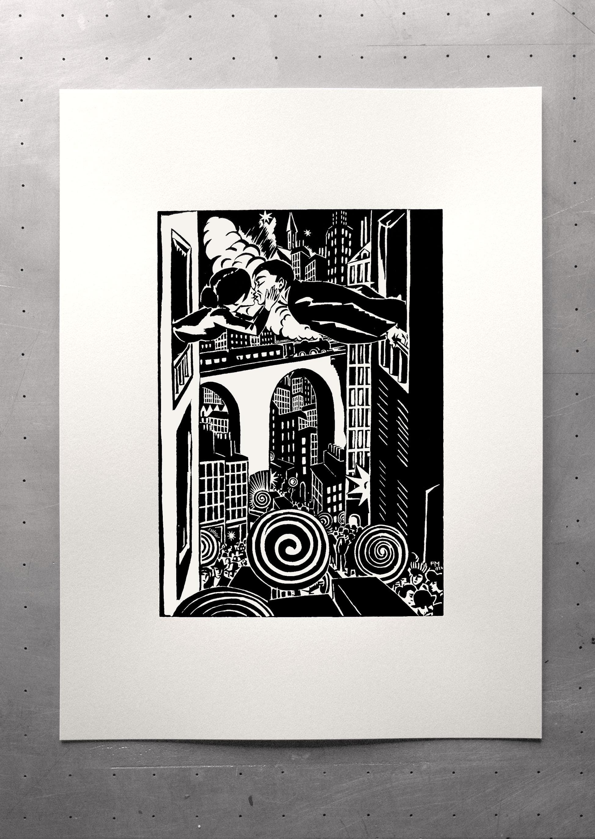 Gravure Originale Bois Gravé Frans Masereel – Tirape 1917 Sur Papier Teinté Anglais
