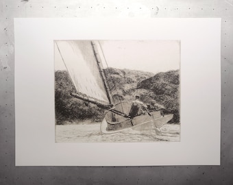 The Cat Boat - Edward Hopper - Sérigraphie - Estampe - Artisanale  - Image - Impression - Screenprint - Art - Art japonais