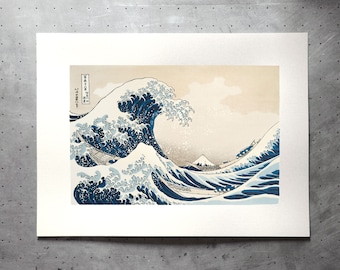 La gran ola de Kanagawa - Hokusai - Serigrafía - Impresión japonesa - Hecho a mano - Imagen - Impresión - Serigrafía - Arte - Arte japonés