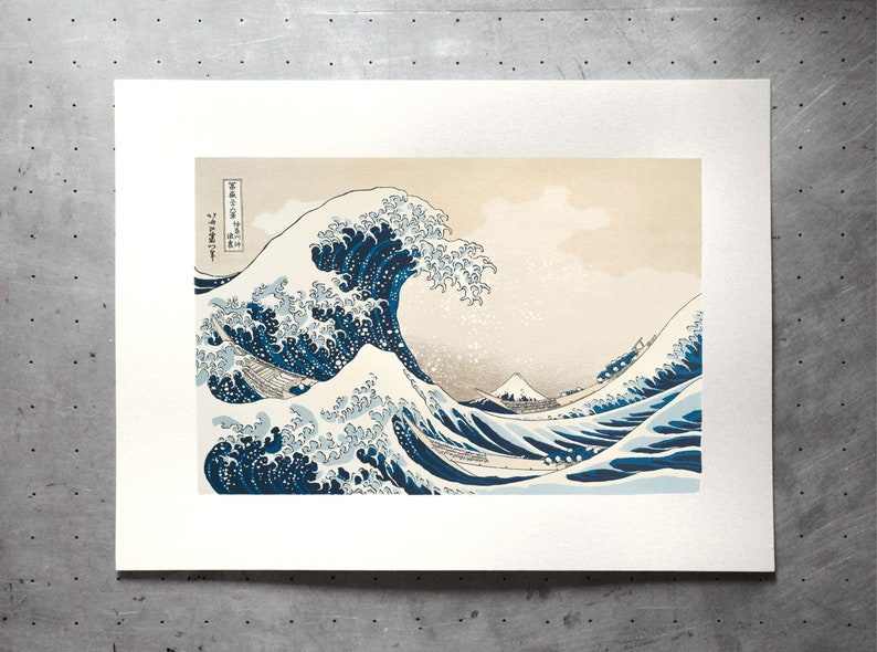The Great Wave off Kanagawa Hokusai Screenprint Japanese print Handcrafted Image Print Screenprint Art Japanese art image 1