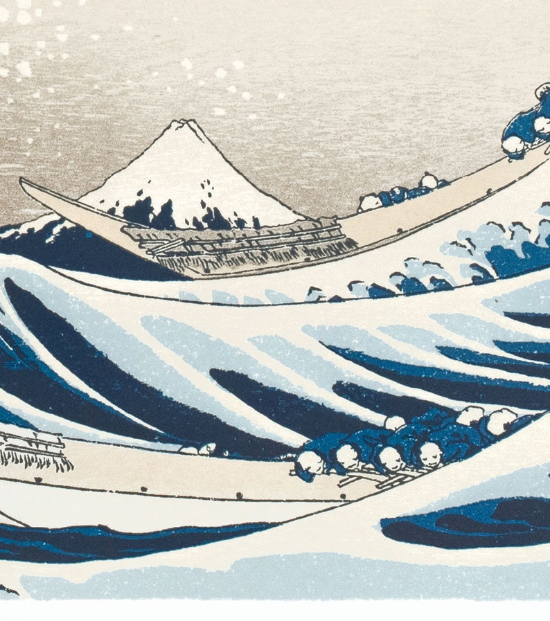 The Great Wave off Kanagawa Hokusai Screenprint Japanese print Handcrafted Image Print Screenprint Art Japanese art image 3
