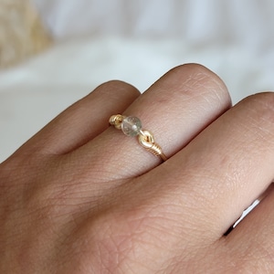 Garden Quartz 14k Gold Filled Ring • Petite Round Gemstone • Handmade Wire Wrapped Jewelry • JACKRABBIT Crystals • Minimalist • Crown Chakra