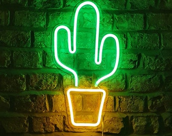 Cactus Neon Sign | LED Night Light | Wall Bedroom Decor | Boys Birthday Gift UK | Christmas Stocking