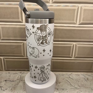 To infinity and Beyond,30oz,Stanley Flow state flip straw,Laser engraved tumbler  Disney's Toy Story, Travel tumbler
