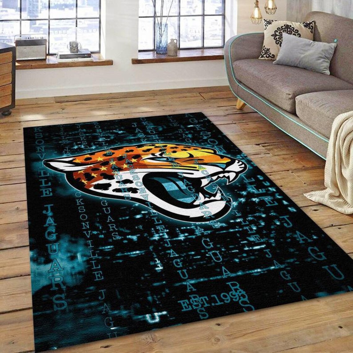 Jacksonville Jaguars Nfl Area Rug Living Room Rug Home Us Etsy