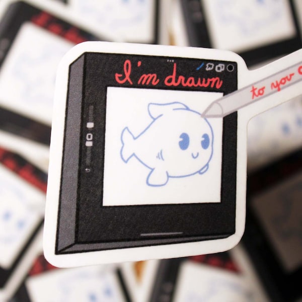 Cute & Punny "I'm drawn to you" Tablet and Stylus Sticker, Romantic, Sayings and Quotes, Artistic, and a Great Gift