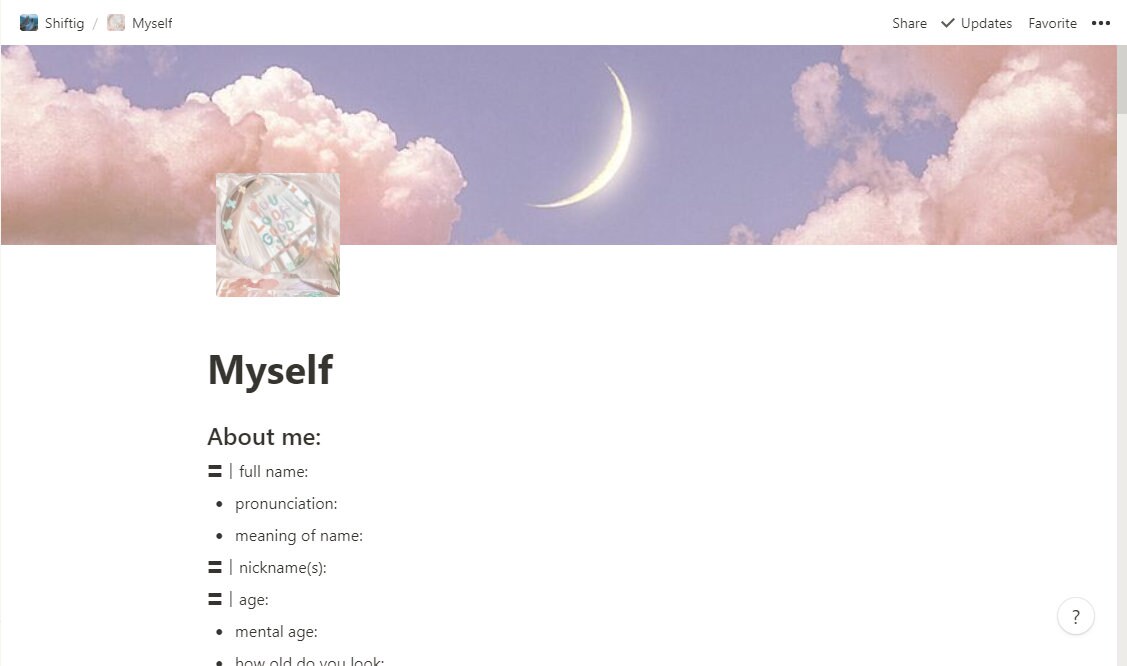 Shifting Realities Notion Template Etsy Canada