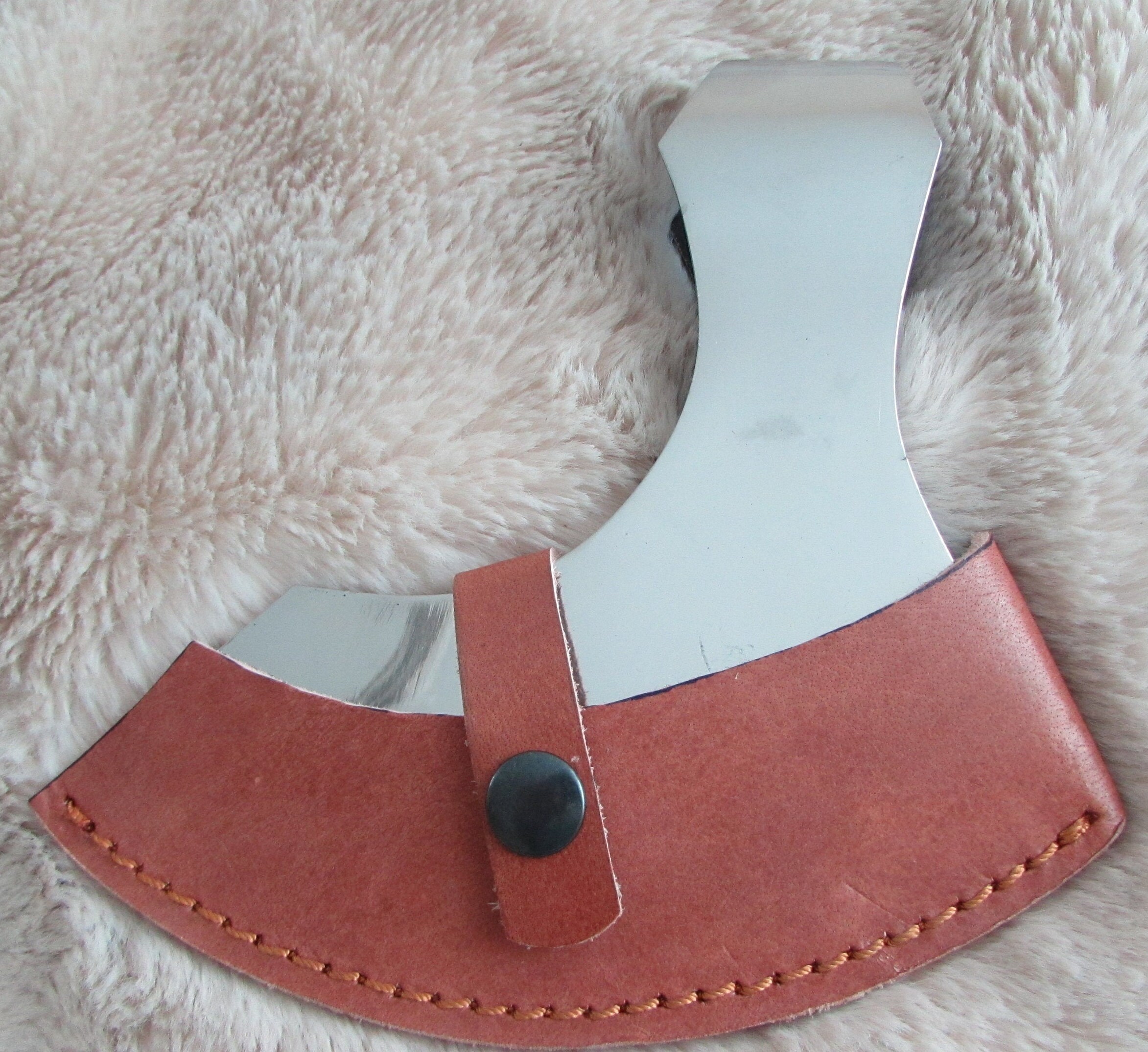 Bearded axe head with leather cover. Etsy