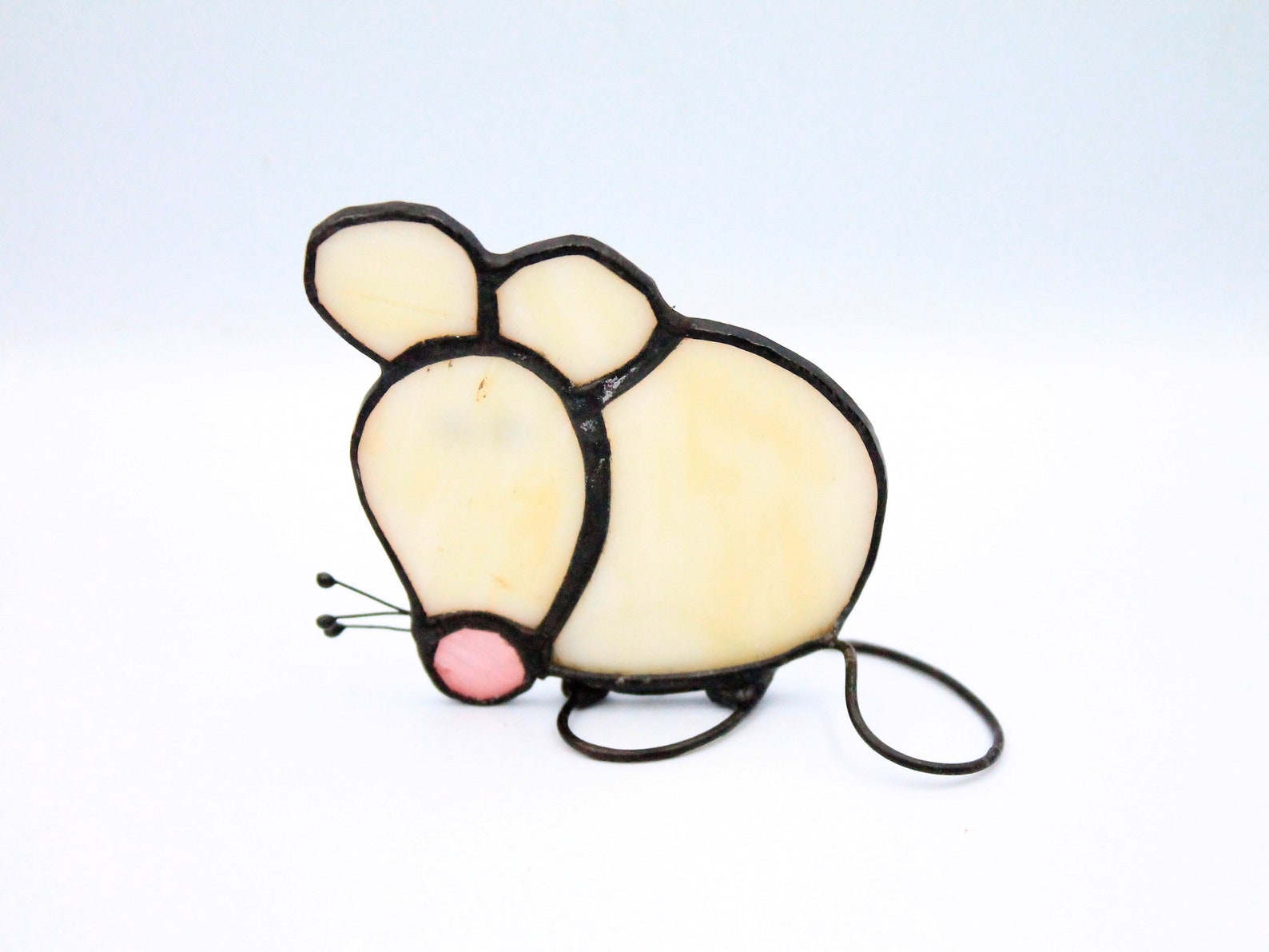 Stained Glass White Mouse Figurineunique Gift for Animal Etsy