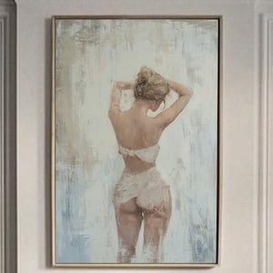 Abstract naked woman wall art Abstract Lady Framed Woman painting Original woman oil painting art Bikini girl Painting vintage wall art
