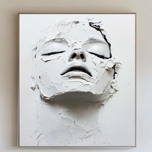 3D Woman Face Canvas Art: Framed Faceless Portrait Painting