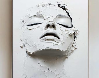 3D-doekkunst vrouw gezicht: ingelijst portretschilderij zonder gezicht