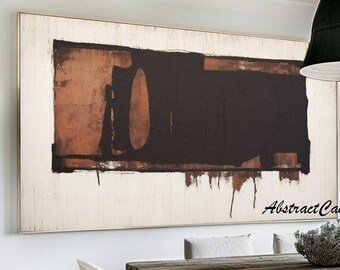 Brown Original Acrylic Painting Brown wall art Earth Tone Abstract Painting Beige Wall Art Black beige Abstract Canvas Art Japandi Wall Art