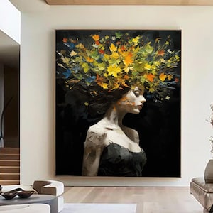 Abstract Lady Painting: Framed Canvas Art, Faceless Portrait (60x50cm)