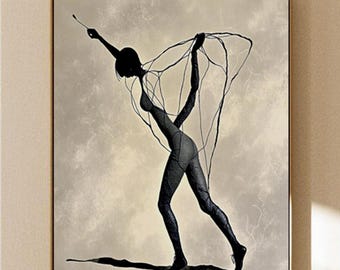 Framed Black Woman Canvas Art: Abstract Minimalist Female Figure