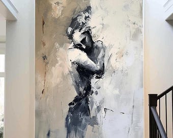 Original Wall Art Woman face Canvas Art Abstract Lady Framed Woman painting Faceless Portrait Painting Lovers&#39; decor oil painting art