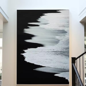 Black and white Ocean art Abstract Art Black and white canvas art Black Abstract art Black Textured Art Black Wall Art black frame wall art