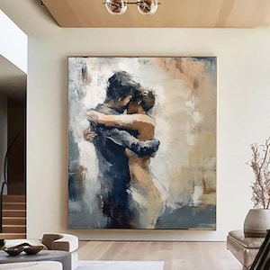 Faceless Portrait Painting Lovers&#39; decor oil painting art Abstract Lady Framed Woman painting Original Wall Art Wedding anniversary gift