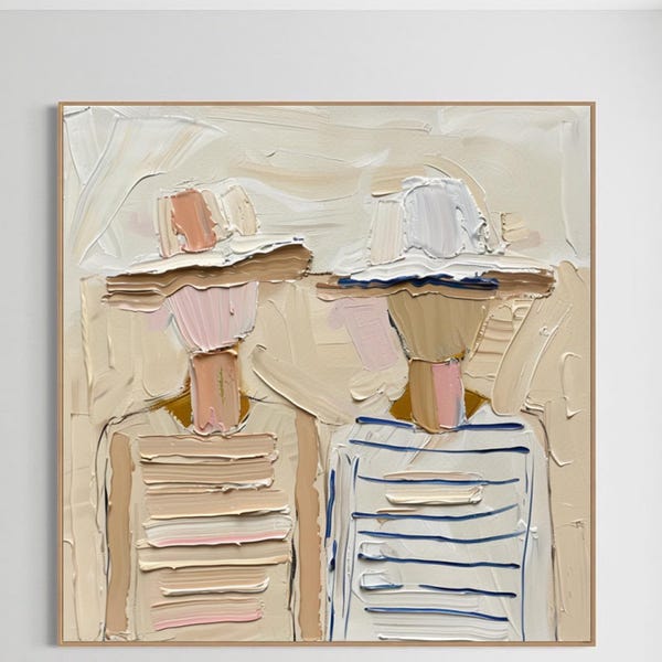 Original Cowboy Portrait Painting,Abstract Figure Art, Beige Boho Decor ,Hand-painted textured canvas art,modern abstract Cowboy wall art