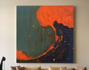 SALE Orange and Green Painting Acrylic Painting Fine Art Print Abstract ...