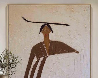 Original Abstract Figure Painting, Modern Woman Wall Art