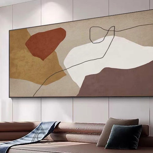 Brown Abstract Large Painting Brown Canvas Wall Art Texture Etsy