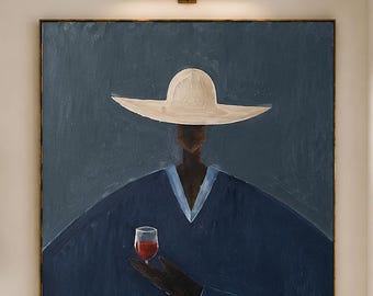 Abstract Cowboy Painting, Minimalist Western Art, Modern Americana Canvas
