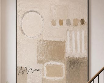 Beige Wabi Sabi Painting: Textured Modern Abstract Art, Calming Wall Art