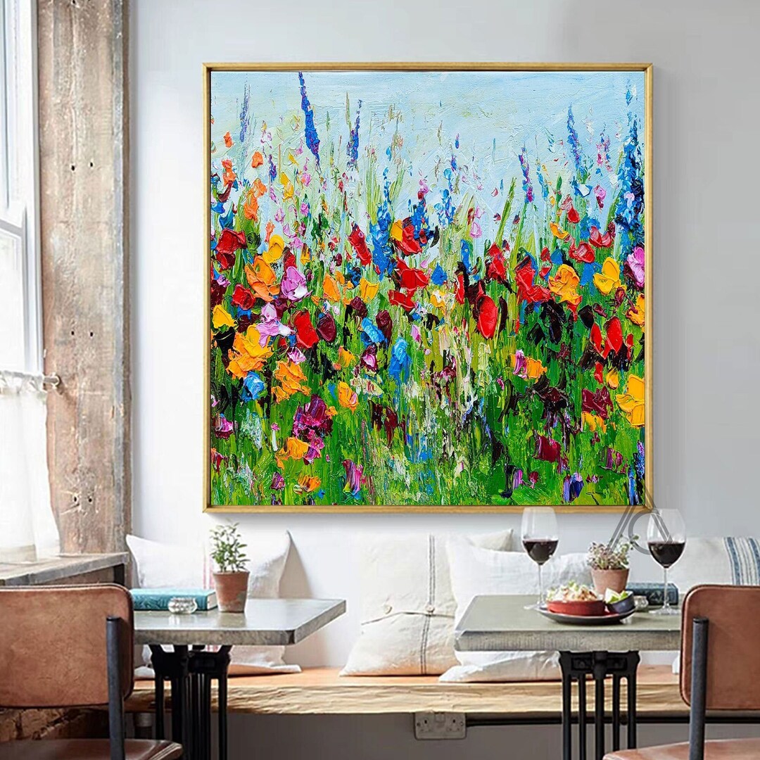 Large Flower Wall Art Colorful Flower Wall Art Flower Oil Painting on