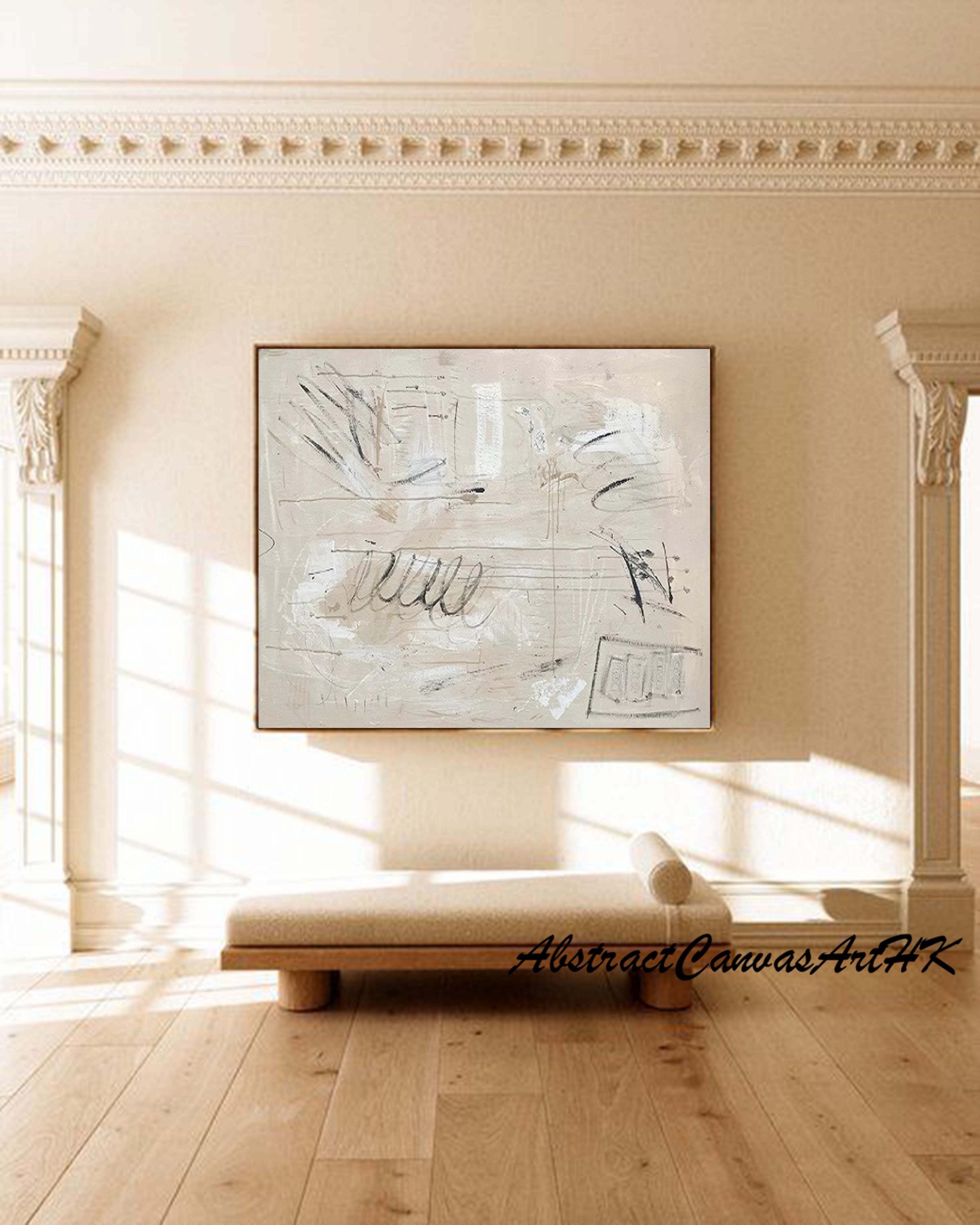 Pure Beige Minimalist Painting Beige Wabi Sabi Wall Art Modern ...