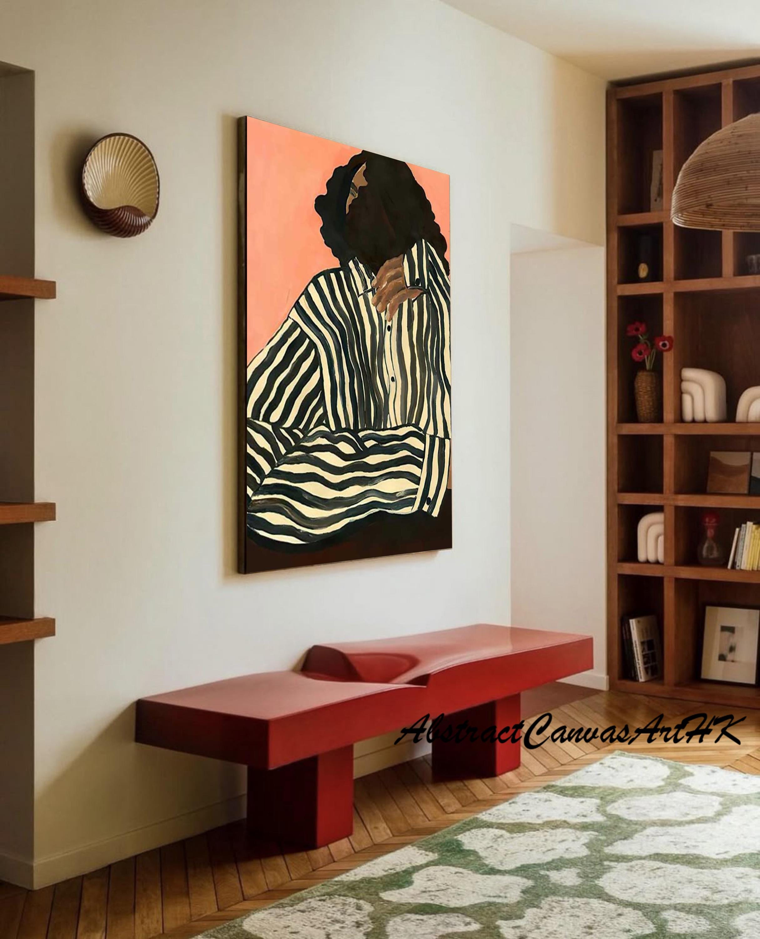 Thinking Paintings Abstract Black Abstract Thinking Man Art: Large Contemporary Figure Painting - Etsy