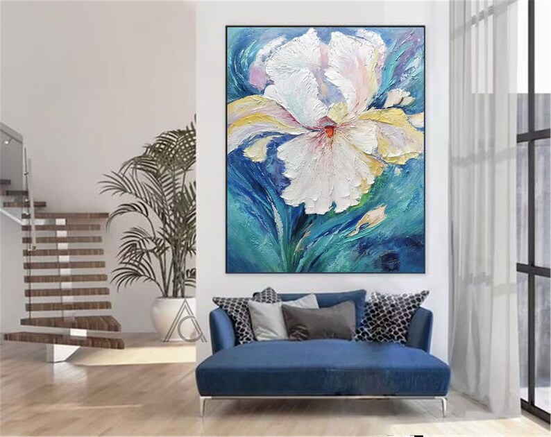Large 3D Iris Flower Oil Painting on Canvas Original Floral - Etsy