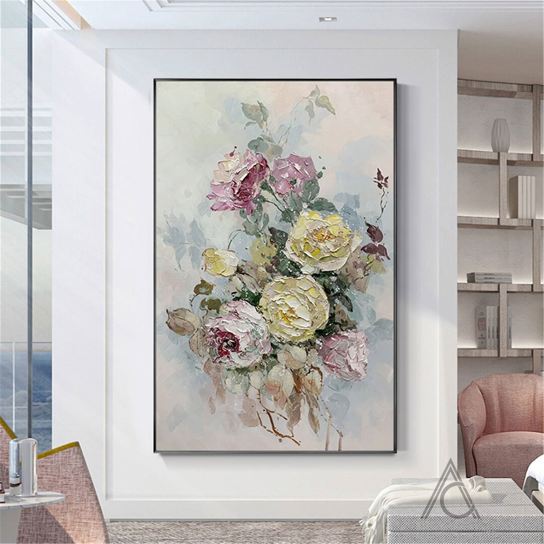 Large Landscape Wall Art Flower Oil Painting on Canvas Heavy - Etsy