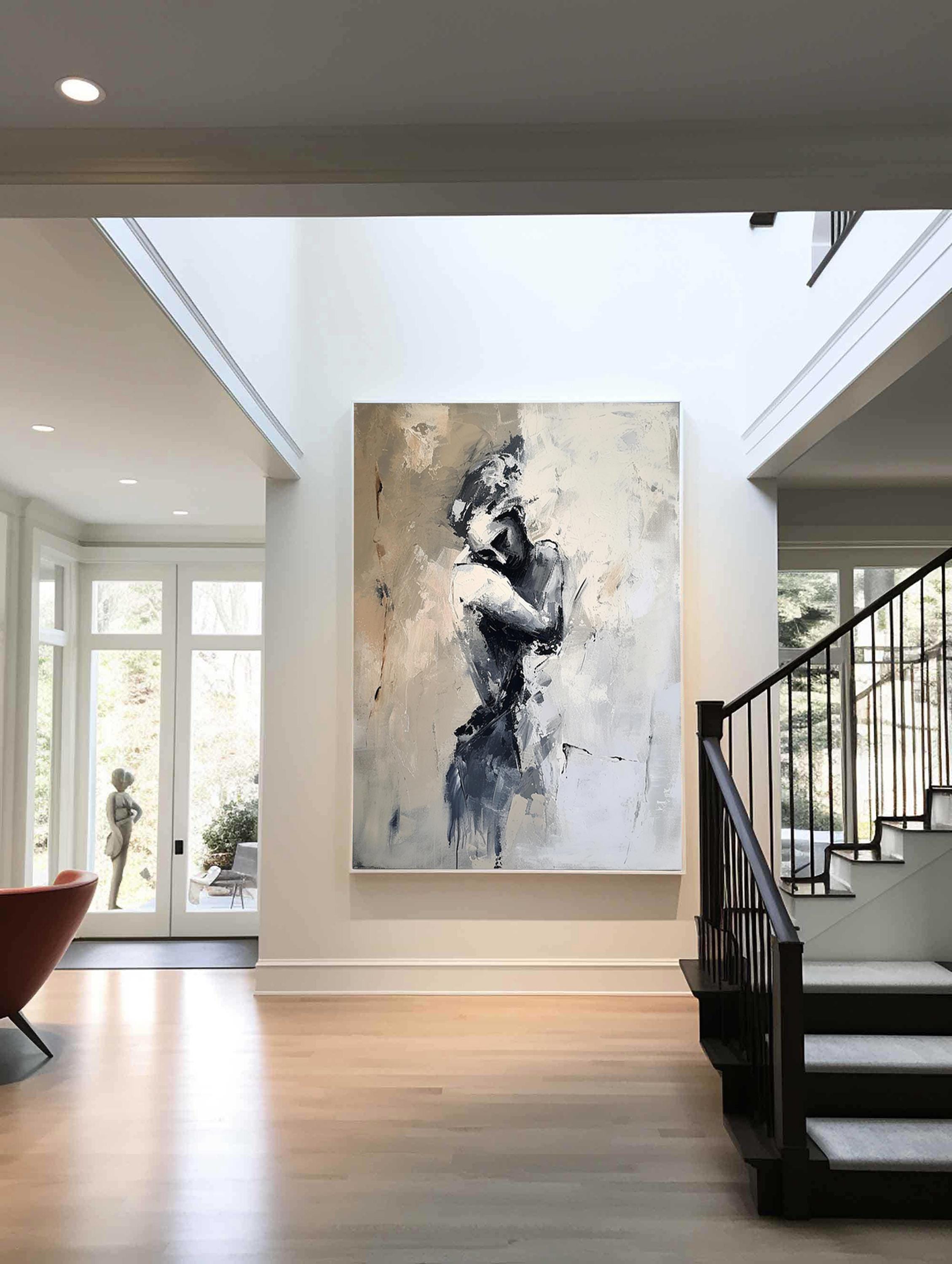 Original Wall Art Woman face Canvas Art Abstract Lady Framed Woman painting Faceless Portrait Painting Lovers' decor oil painting art