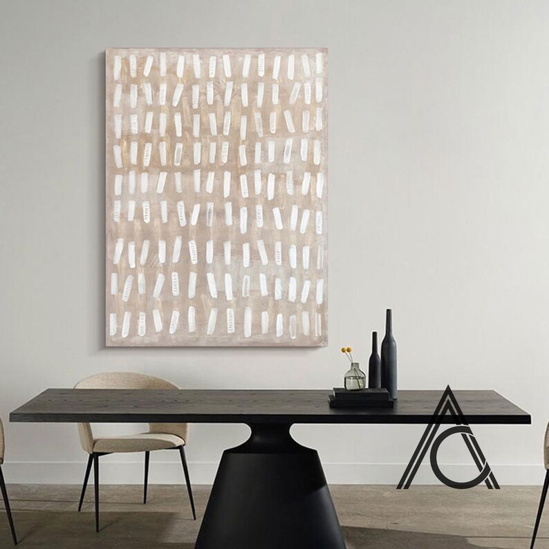 Large Abstract Beige Minimalist Wall Art White Modern Textured Etsy