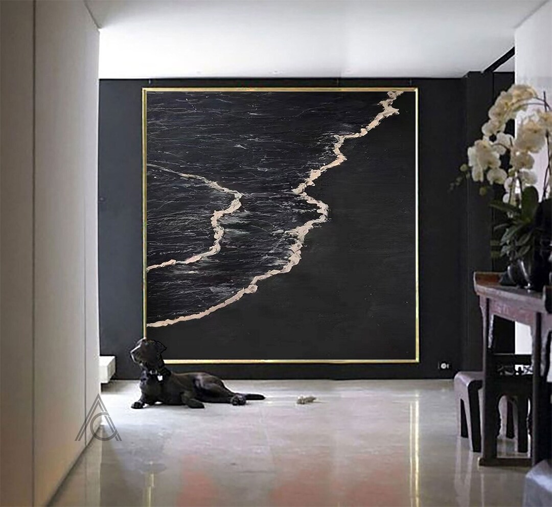 Large Black Art Abstract Painting Large Black Abstract Etsy