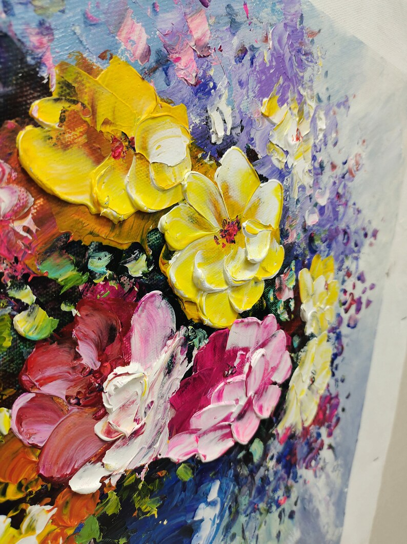 Large Original Oil Painting White Flower Vase Abstract Wall Etsy