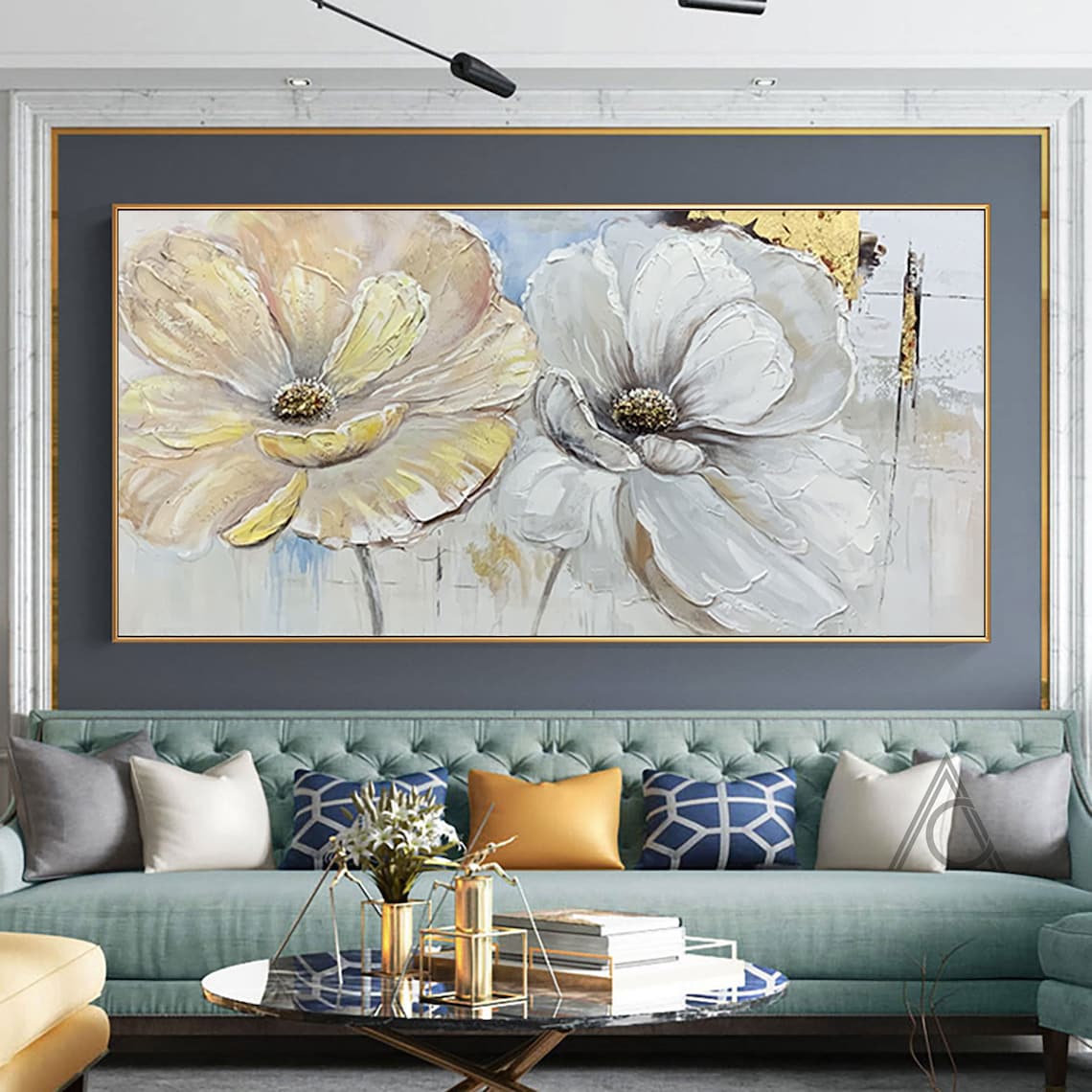 Oversize Original Flowers Painting on Canvas 3D Large White - Etsy
