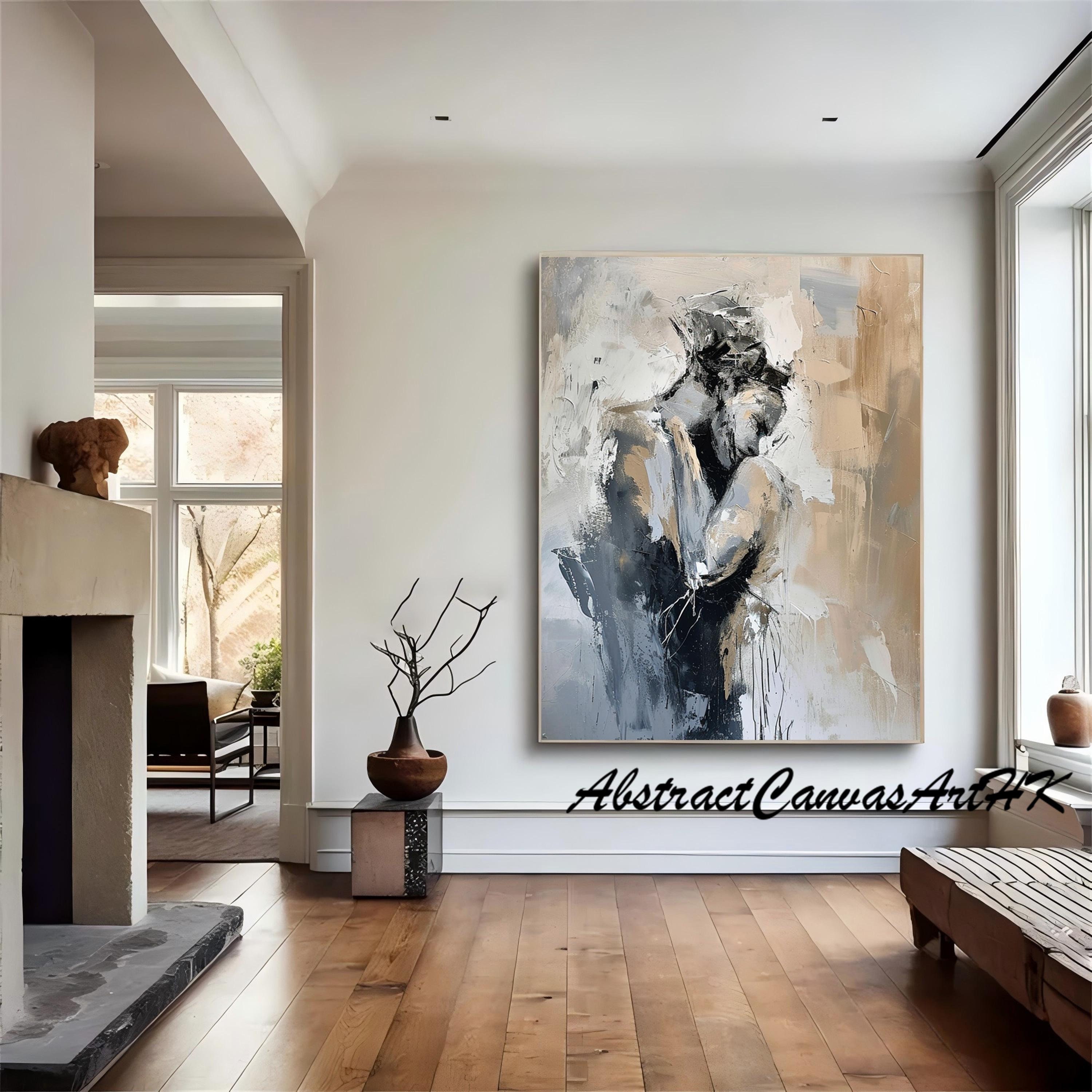 Original painting Woman Canvas Art black art Abstract Lady Framed Woman painting Faceless Portrait Painting Lovers' decor oil painting